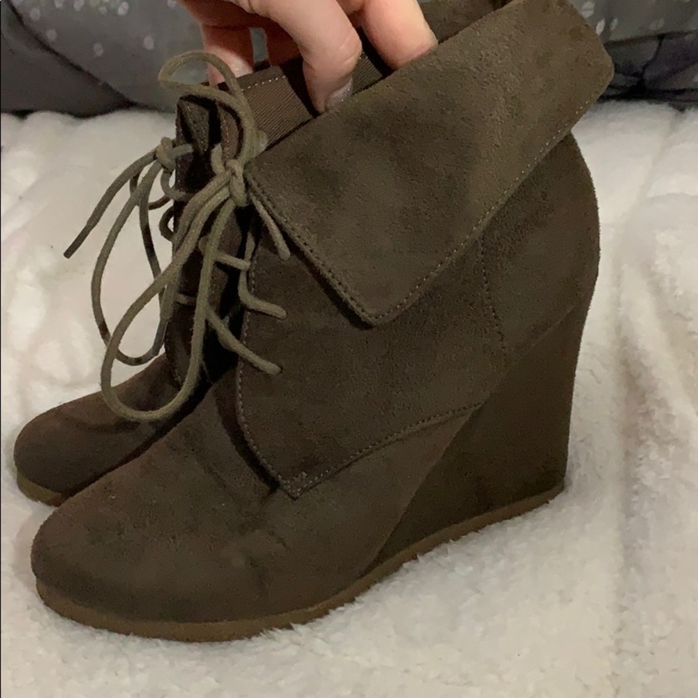 Brown suede booties